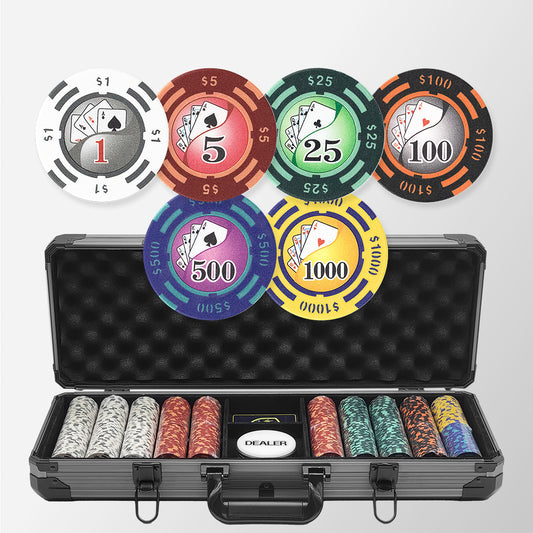 500 PCS 14g Yin Yang Design Poker Chips Set with Black Aluminum Case MRCpoker