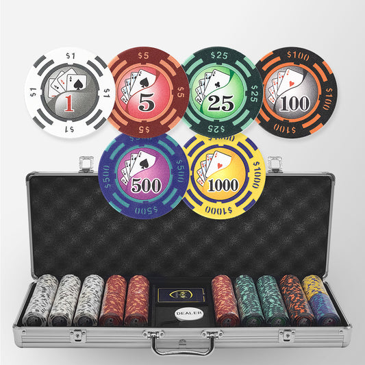 500 PCS 14g Yin Yang Design Poker Chips Set with Silver Aluminum Case MRCpoker