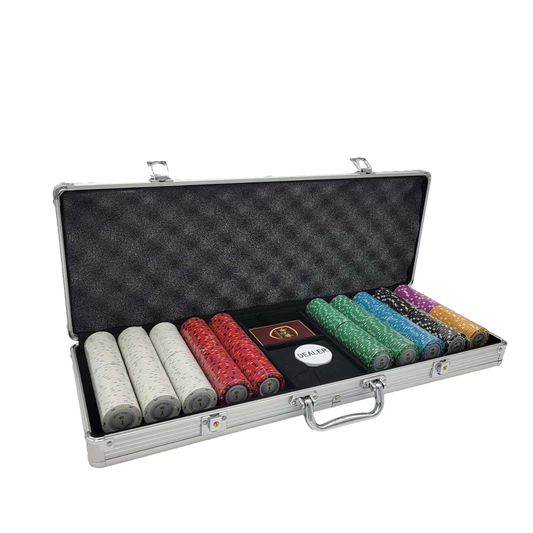 500 PCS 14g Monte Carlo Poker Room Poker Set with Silver Aluminum Case