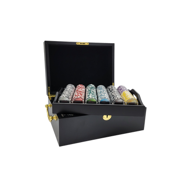 500 PCS 14g Laser Graphic Las Vegas Poker Set with Mahogany Case