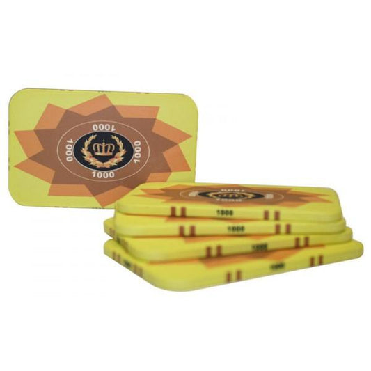 5 PCS LAUREL CROWN CERAMIC RECTANGULAR PLAQUES POKER CHIPS $1000