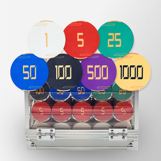 600 PCS Golden Club Ceramic Poker Chips Set with Acrylic Case