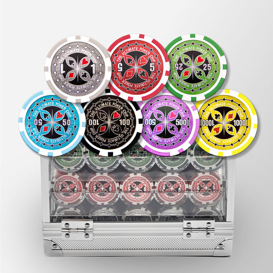 600 PCS 14g Laser Graphic Ultimate Poker Chips Set with Acrylic Case