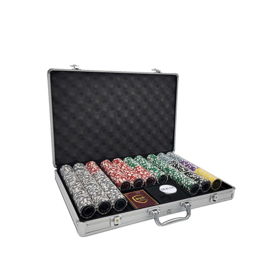 650 PCS 14g Laser Graphic Ace Casino Poker Set with Silver Aluminum Case