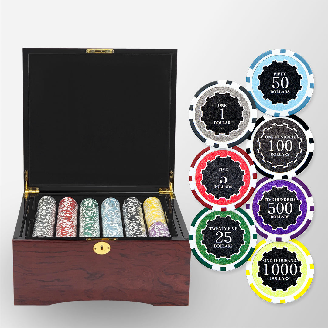 750 PCS 14g Eclipse Poker Chips Set with Mahogany Case MRCpoker