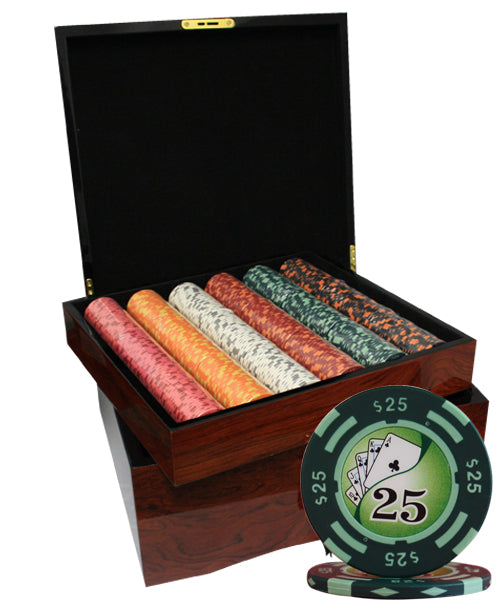 750PCS 14G YIN YANG DESIGN POKER CHIPS SET WITH MAHOGANY CASE