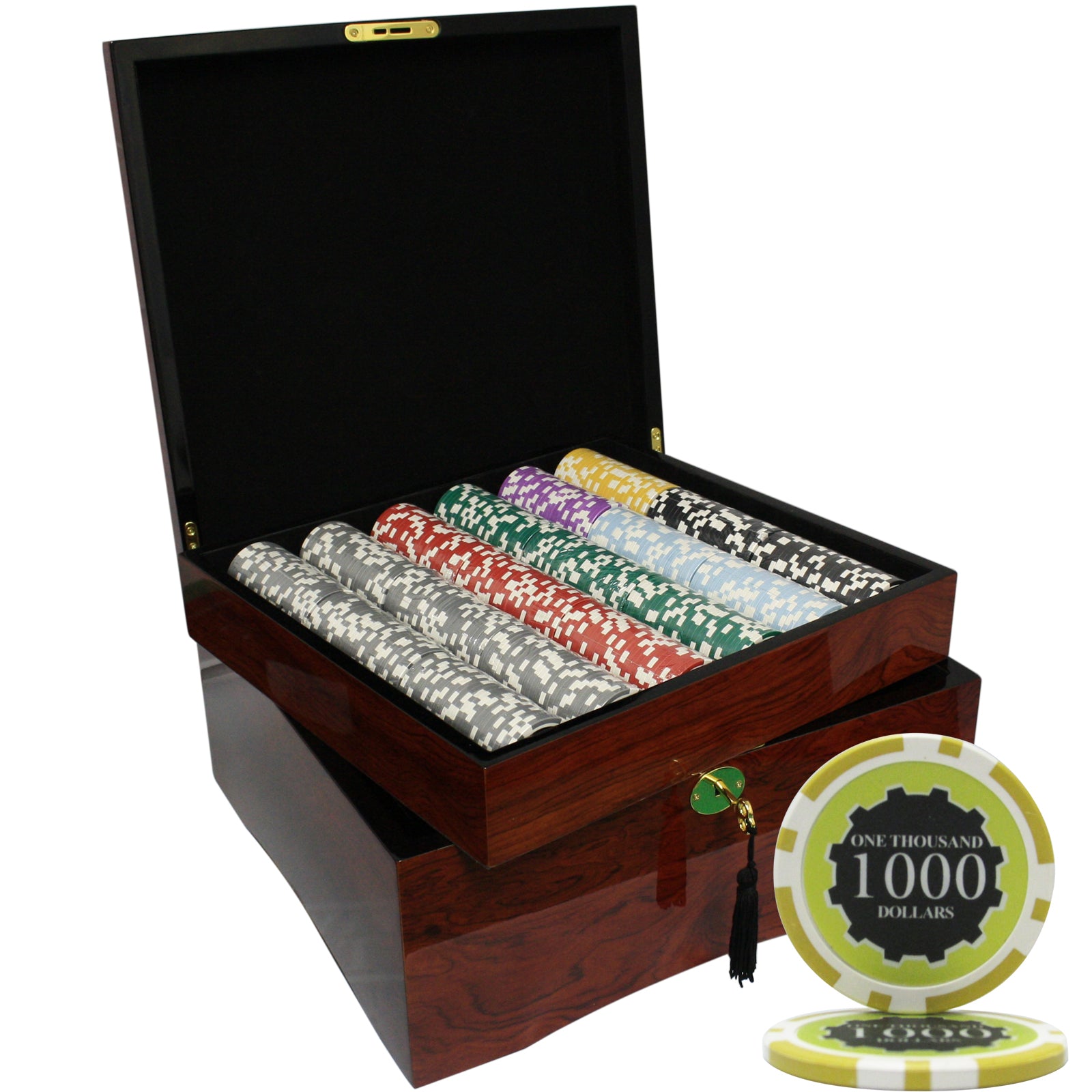 750PCS 14G ECLIPSE POKER CHIPS SET WITH MAHOGANY CASE