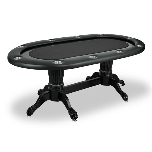 The Soprano 2-in-1 10-Player Oval Poker/Dining Table - Black Surface, Pedestal Legs