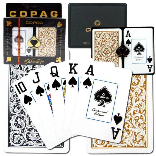 COPAG 1546 BRIDGE SIZE GOLD/BLACK JUMBO INDEX PLASTIC PLAYING CARDS