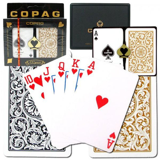 COPAG 1546 BRIDGE SIZE GOLD/BLACK REGULAR INDEX PLASTIC PLAYING CARDS