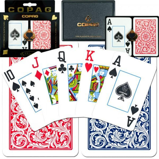 COPAG 1546 BRIDGE SIZE RED/BLUE JUMBO INDEX PLASTIC PLAYING CARDS