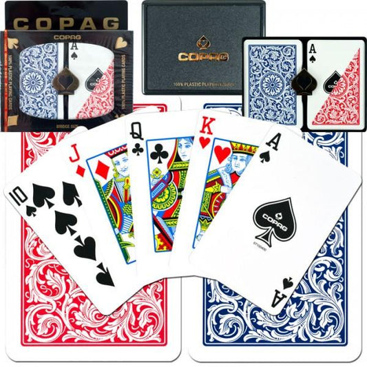 COPAG 1546 BRIDGE SIZE RED/BLUE REGULAR INDEX PLASTIC PLAYING CARDS