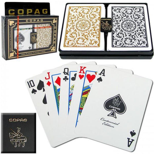 COPAG 1546 POKER SIZE GOLD/BLACK REGULAR INDEX PLASTIC PLAYING CARDS