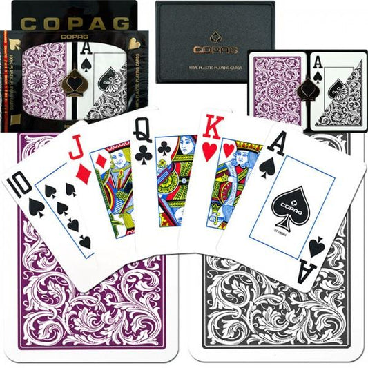 COPAG 1546 GREY/PURPLE JUMBO INDEX PLASTIC PLAYING CARDS