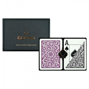 COPAG 1546 GREY/PURPLE JUMBO INDEX PLASTIC PLAYING CARDS