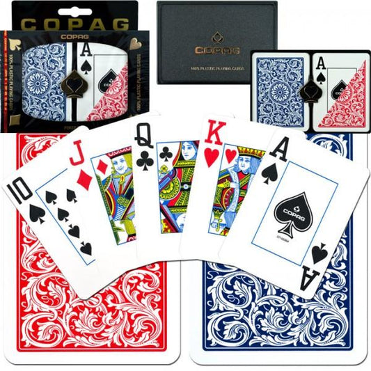 COPAG 1546 POKER SIZE RED/BLUE JUMBO INDEX PLASTIC PLAYING CARDS