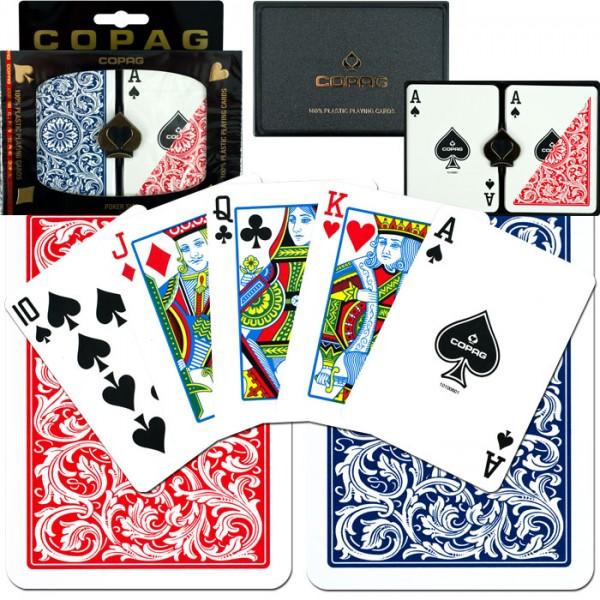 COPAG 1546 POKER SIZE RED/BLUE REGULAR INDEX PLASTIC PLAYING CARDS MRCpoker