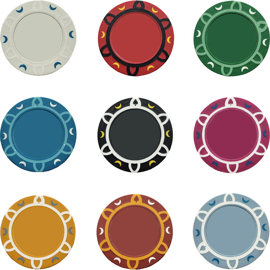 Customizable Crescent Poker Chips - 13.5g Clay Composite