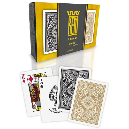 KEM ARROW BLACK/GOLD WIDE REGULAR PLASTIC PLAYING CARDS