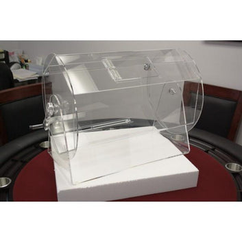 LARGE SIZE CLEAR ACRYLIC RAFFLE DRUM HOLDS UP TO 10,000 TICKETS