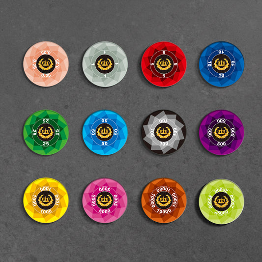 POKER CHIPS SAMPLE SET 12PCS LAUREL CROWN CERAMIC CHIPS