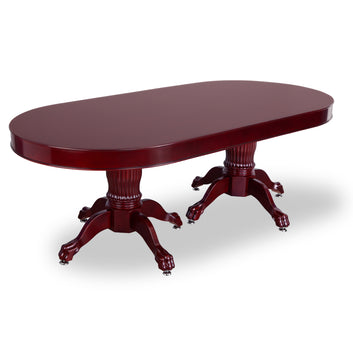 The Monarch 2-in-1 10-Player Poker/Dining Table - Black Surface, Dark Brown Pedestal Base