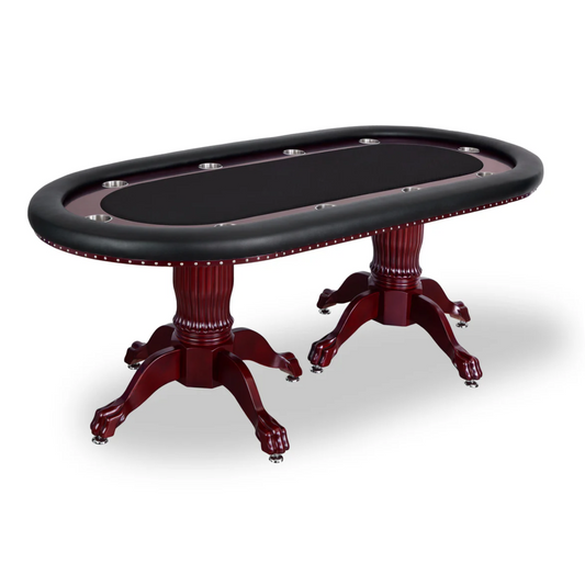 The Monarch 2-in-1 10-Player Poker/Dining Table - Black Surface, Dark Brown Pedestal Base