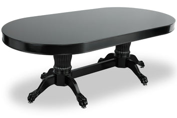 The Soprano 2-in-1 10-Player Oval Poker/Dining Table - Black Surface, Pedestal Legs