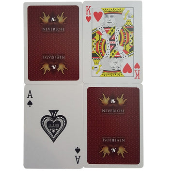 NEVER LOSE 100% PLASTIC PLAYING CARDS POKER SIZE REGULAR INDEX BY MRC POKER-RED