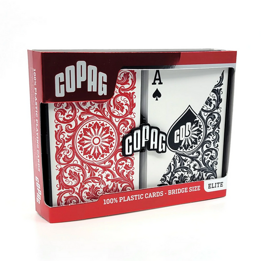 COPAG 1546 100% PLASTIC PLAYING CARDS - BRIDGE SIZE REGULAR INDEX BLACK/RED DOUBLE DECK SET