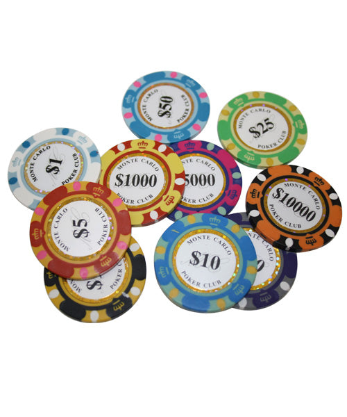 POKER CHIPS SAMPLE SET 10PCS MONTE CARLO POKER CLUB CHIPS