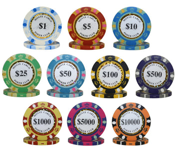 POKER CHIPS SAMPLE SET 10PCS MONTE CARLO POKER CLUB CHIPS