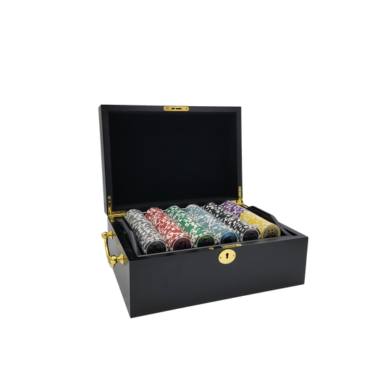 500 PCS 14g Laser Graphic Ultimate Poker Chips Set with Mahogany Case