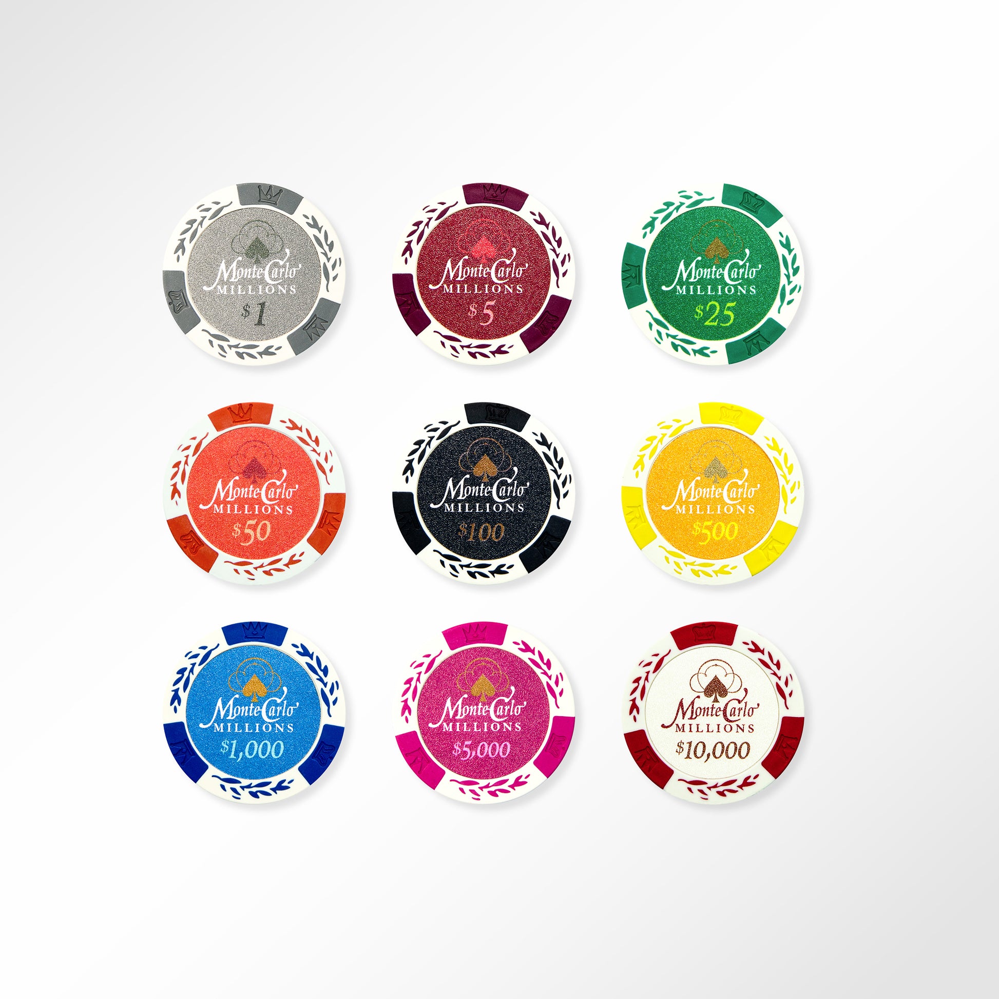 600 PCS 14g Monte Carlo Millions Poker Set with Acrylic Case and Chip Trays MRCpoker