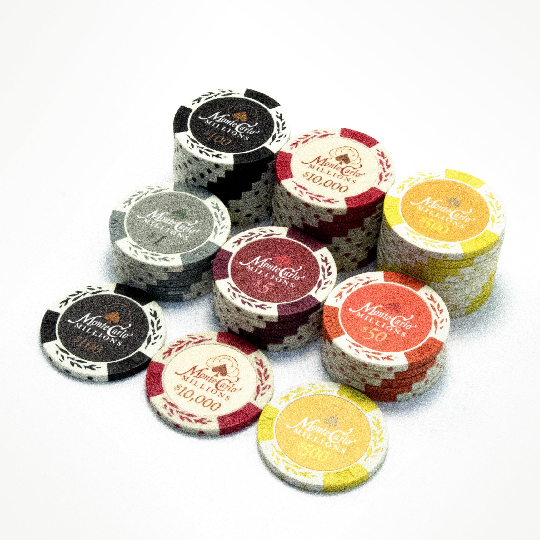 Shop 500PCS Monte Carlo Millions Poker Chips Set 14G | Silver Alum