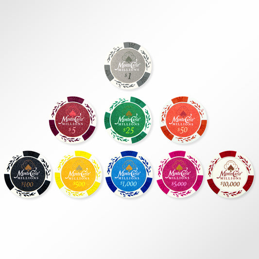 POKER CHIPS SAMPLE SET 9PCS MONTE CARLO MILLIONS CHIPS