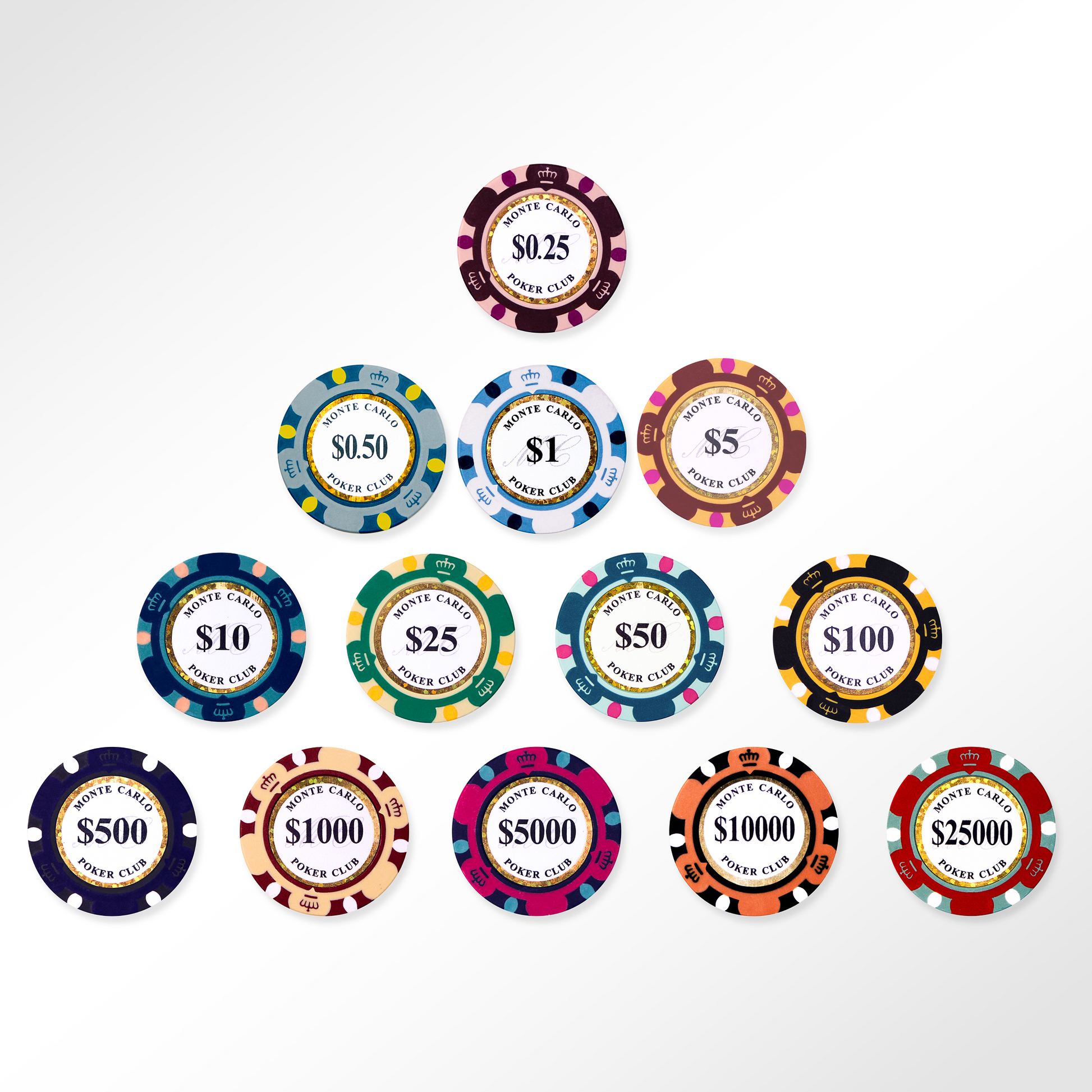 POKER CHIPS SAMPLE SET 13PCS MONTE CARLO POKER CLUB CHIPS MRCpoker