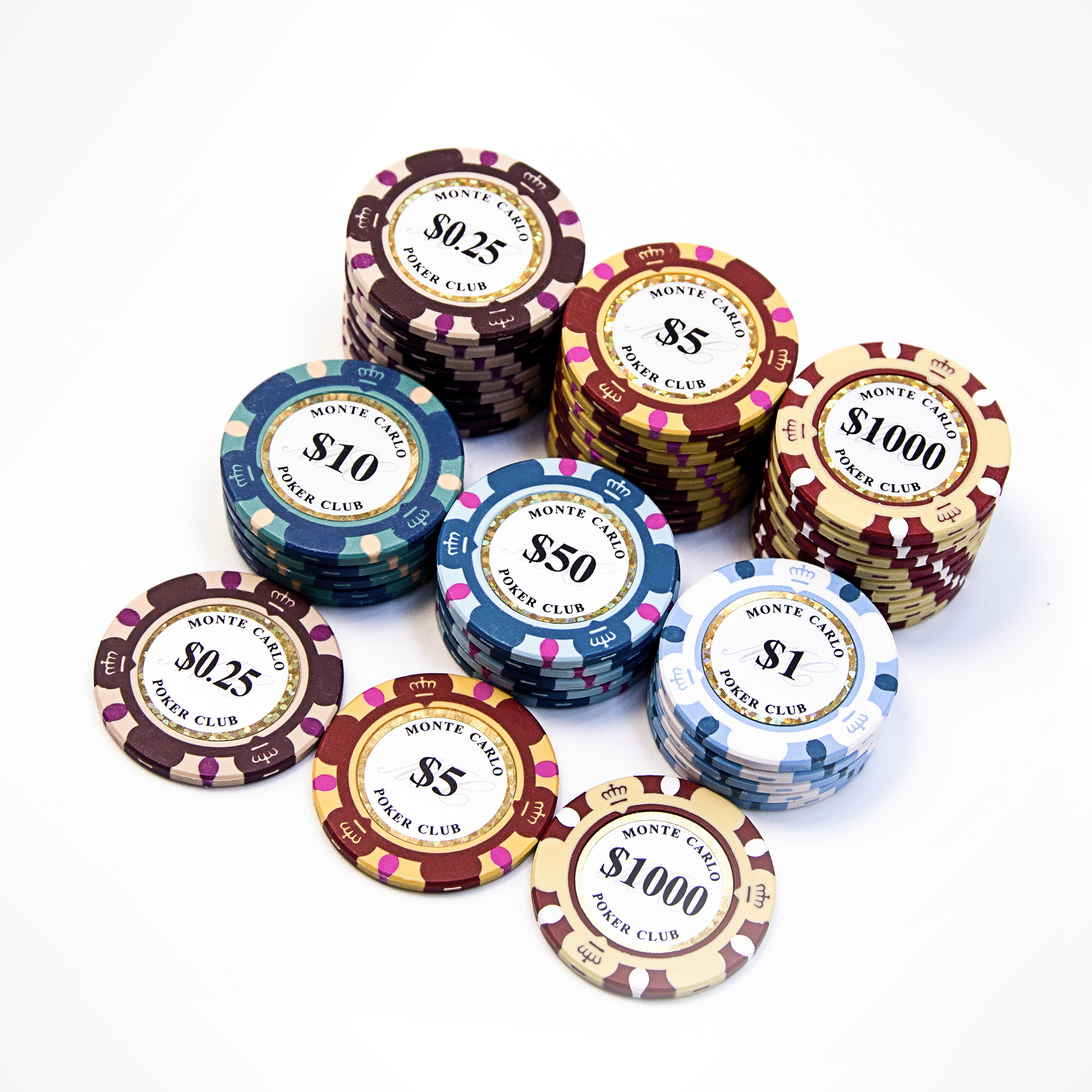 600 PCS 14g Monte Carlo Poker Club Poker Set with High End Acrylic Case and Chip Trays MRCpoker