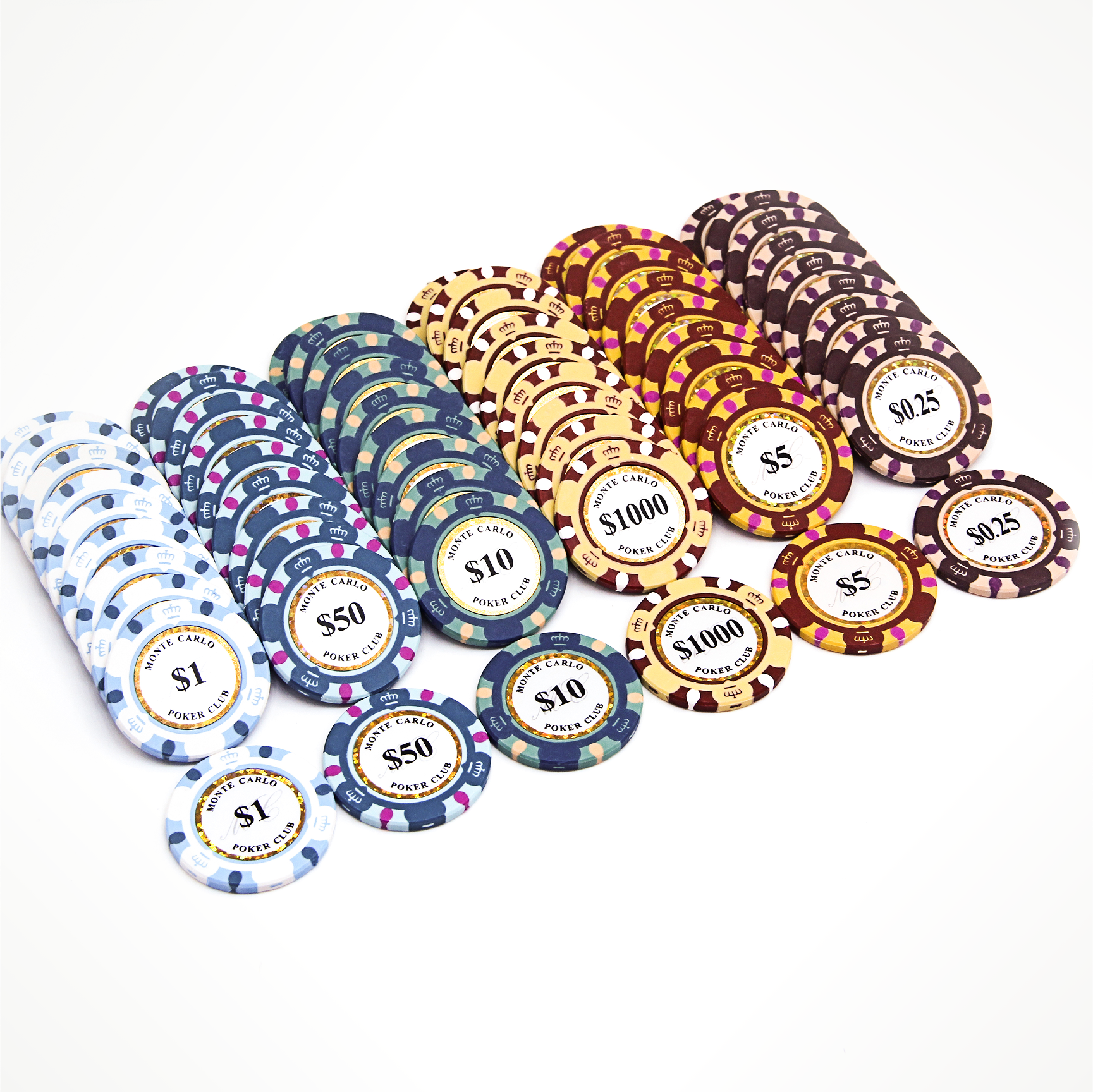 600 PCS 14g Monte Carlo Poker Club Poker Set with High End Acrylic Case and Chip Trays MRCpoker