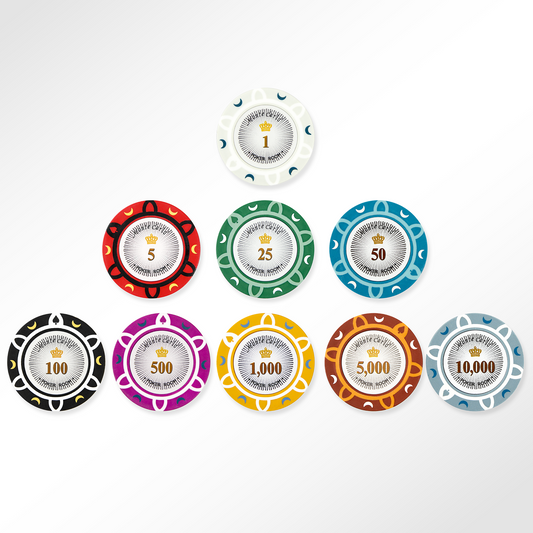 POKER CHIPS SAMPLE SET 9PCS MONTE CARLO POKER ROOM CHIPS